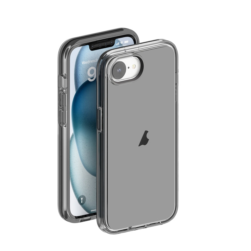For iPhone 16e Shockproof Terminator Transparent Phone Case(Grey)
