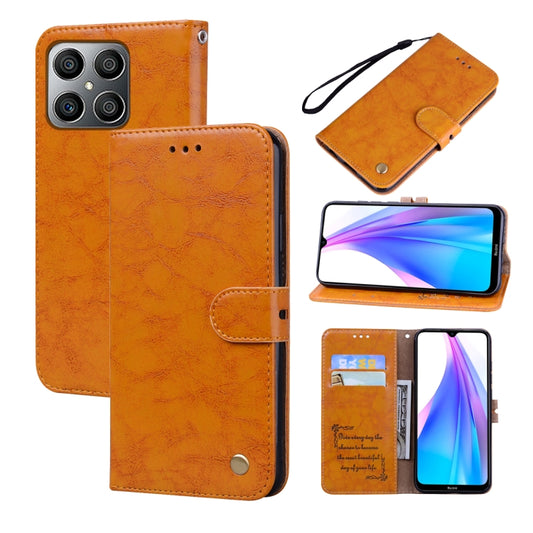 For Honor X8a Oil Wax Texture Leather Phone Case(Yellow)