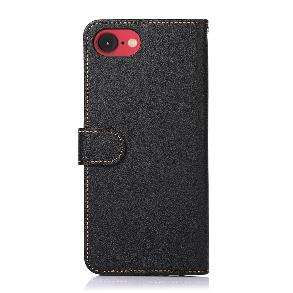 For iPhone 16e KHAZNEH Litchi Texture Leather RFID Phone Case(Black)