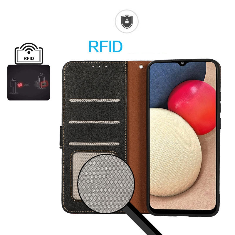 For iPhone 16e KHAZNEH Litchi Texture Leather RFID Phone Case(Black)