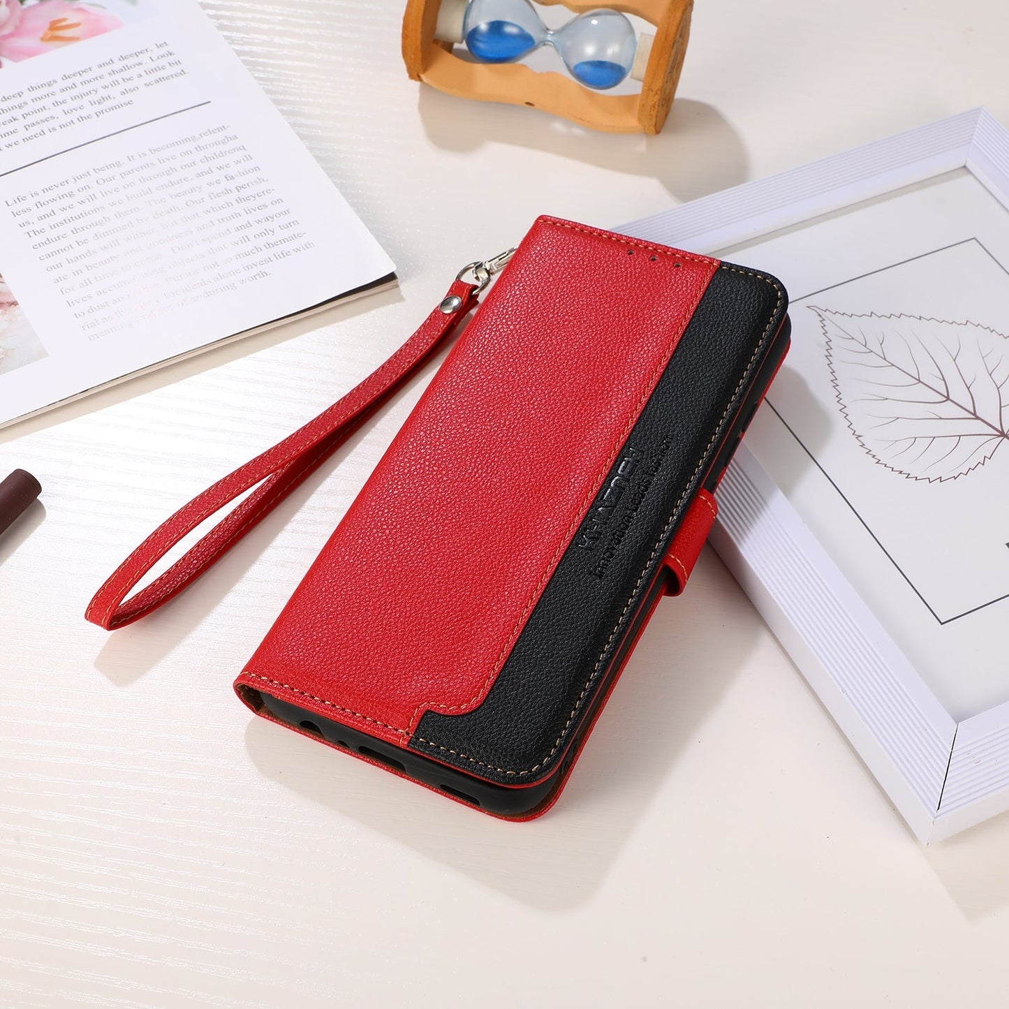 For iPhone 16e KHAZNEH Litchi Texture Leather RFID Phone Case(Red)