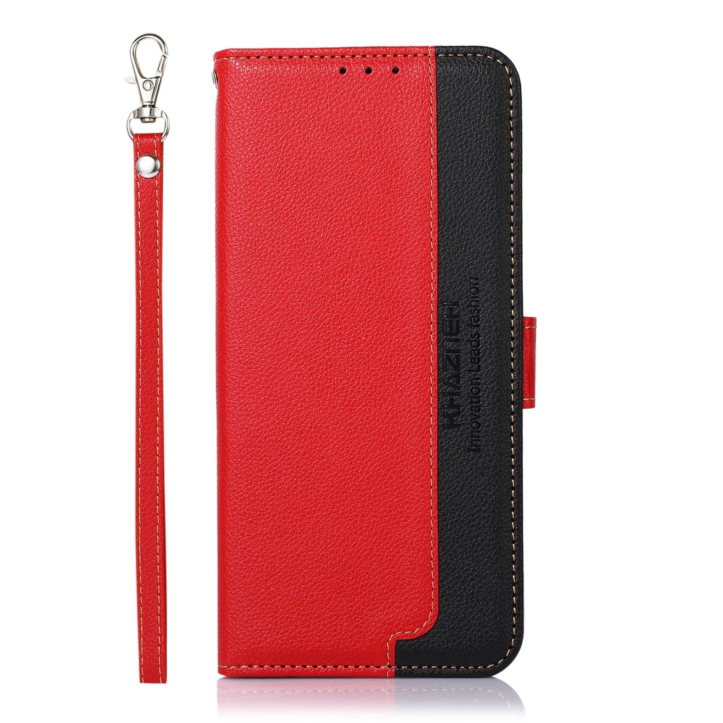 For iPhone 16e KHAZNEH Litchi Texture Leather RFID Phone Case(Red)
