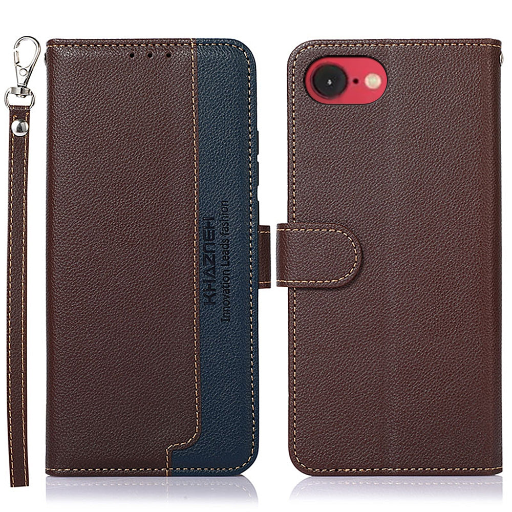 For iPhone 16e KHAZNEH Litchi Texture Leather RFID Phone Case(Brown)