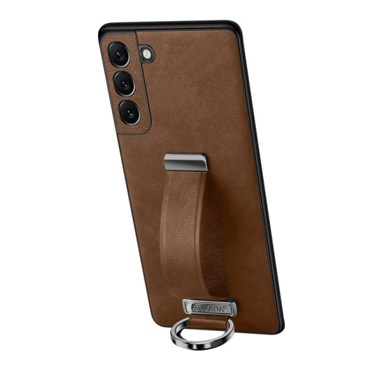 For Samsung Galaxy S24 5G SULADA PC + Leather Texture Skin Feel Shockproof Phone Case(Brown)