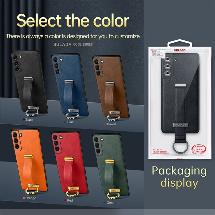 For Samsung Galaxy S24 5G SULADA PC + Leather Texture Skin Feel Shockproof Phone Case(Orange)