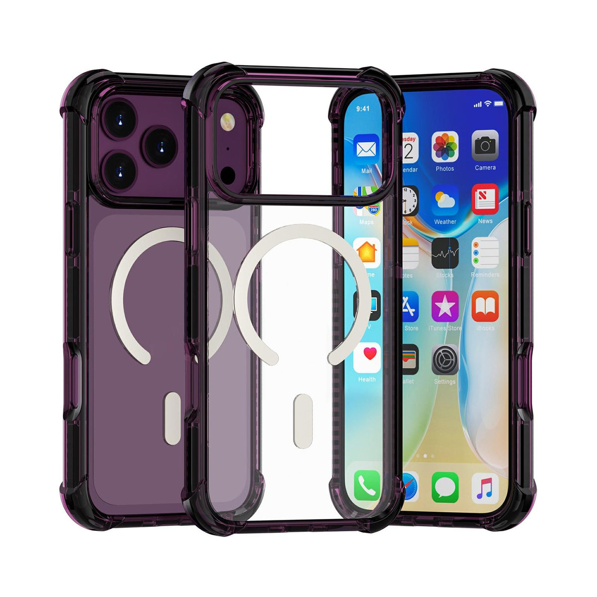 Compatible with iPhone 18 Pro Max & 17 Pro Max Acrylic Magsafe Magnetic Shockproof Phone Case - Cherry Red