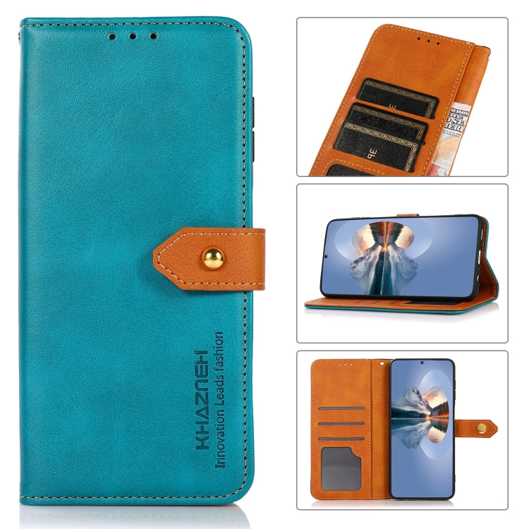 For Honor X8b KHAZNEH Dual-color Cowhide Texture Flip Leather Phone Case(Blue)