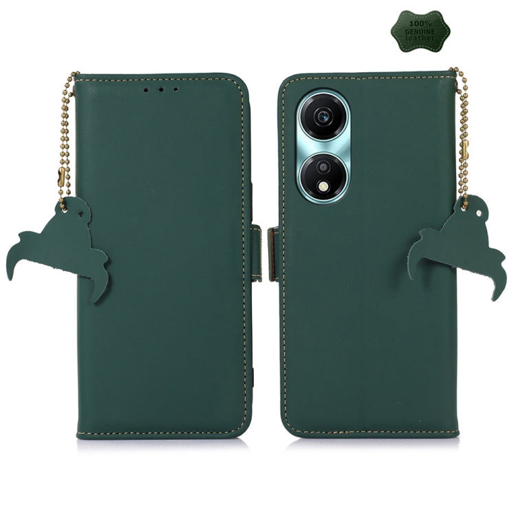 For Honor X5 Plus Genuine Leather Magnetic RFID Leather Phone Case(Green)