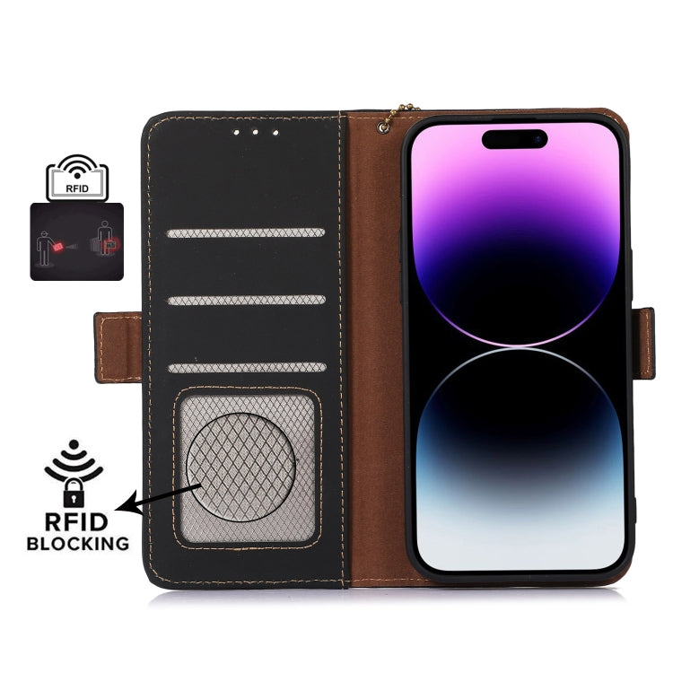 For Honor X8b Genuine Leather Magnetic RFID Leather Phone Case(Black)
