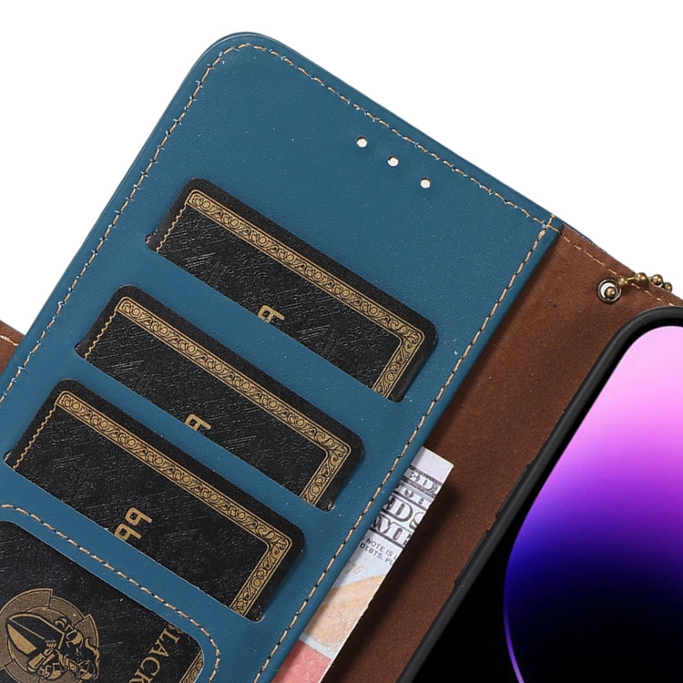For Honor X8b Genuine Leather Magnetic RFID Leather Phone Case(Blue)
