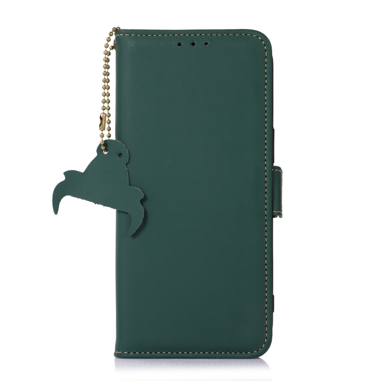 For Honor X8b Genuine Leather Magnetic RFID Leather Phone Case(Green)