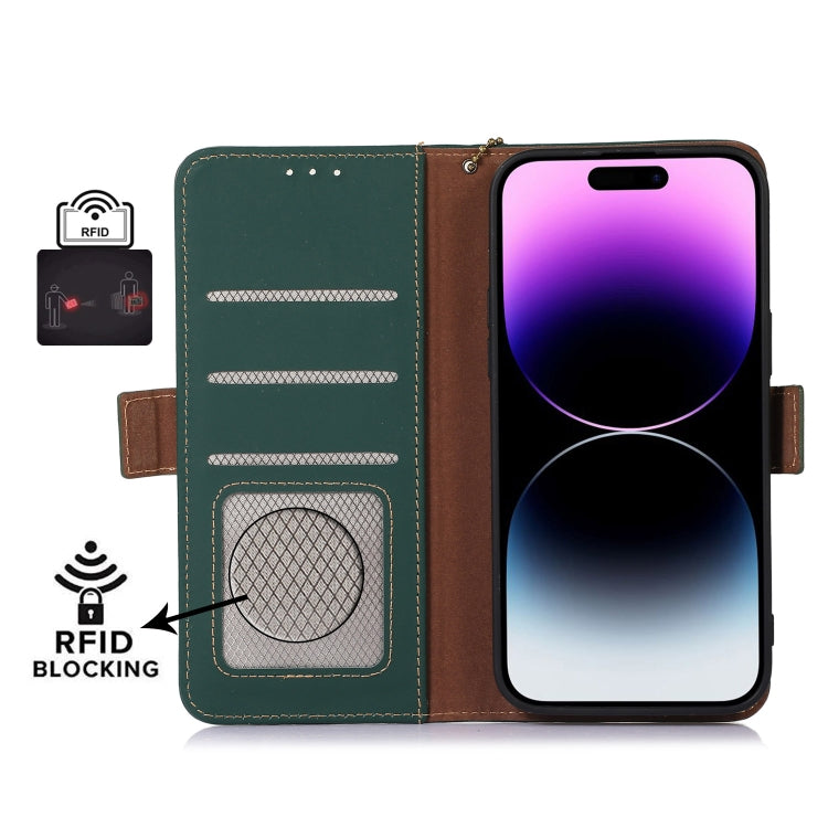 For Honor X8b Genuine Leather Magnetic RFID Leather Phone Case(Green)