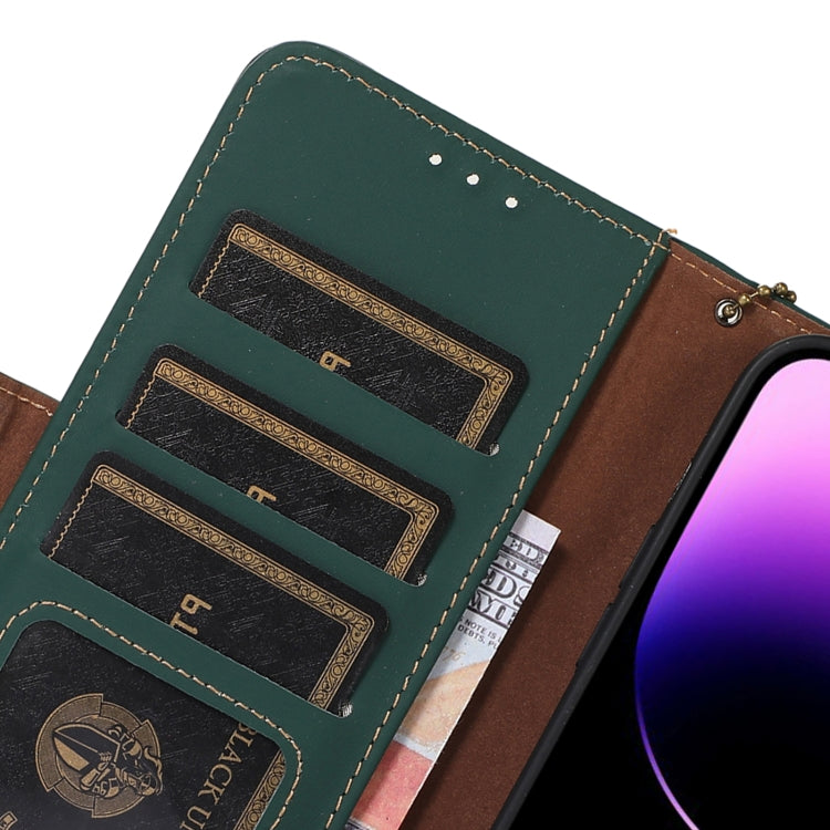 For Honor X8b Genuine Leather Magnetic RFID Leather Phone Case(Green)