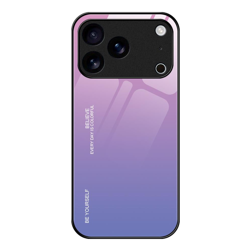 Compatible with iPhone 18 Pro Max & 17 Pro Max Gradient Color Glass Phone Case - Pink Purple