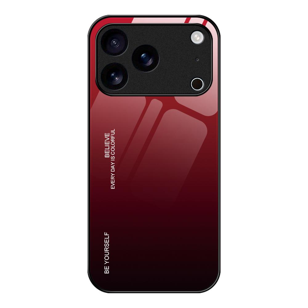 Compatible with iPhone 18 Pro Max & 17 Pro Max Gradient Color Glass Phone Case - Red Black