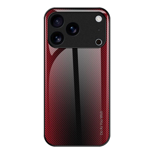 Compatible with iPhone 18 Pro Max & 17 Pro Max Texture Gradient Glass TPU Phone Case - Red