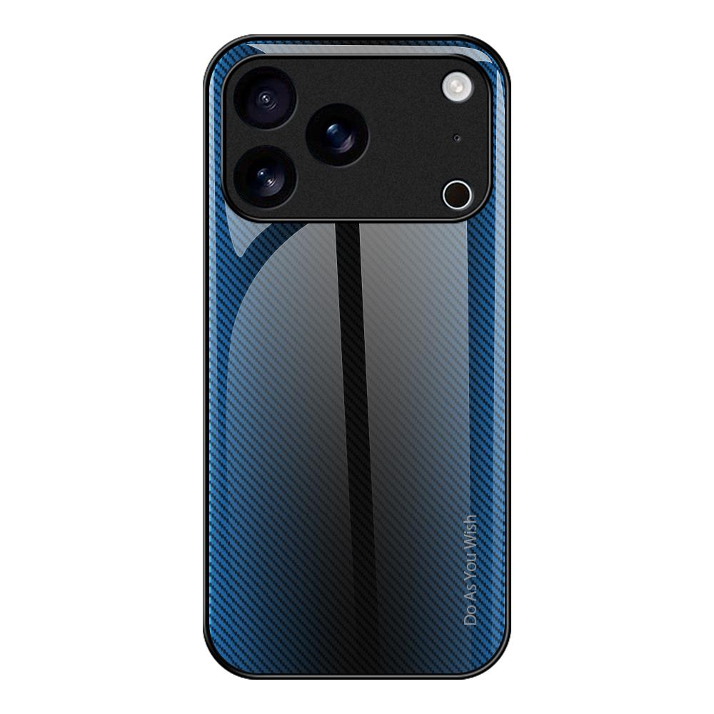 Compatible with iPhone 18 Pro Max & 17 Pro Max Texture Gradient Glass TPU Phone Case - Blue