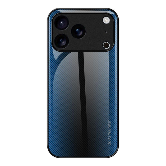 Compatible with iPhone 18 Pro Max & 17 Pro Max Texture Gradient Glass TPU Phone Case - Blue