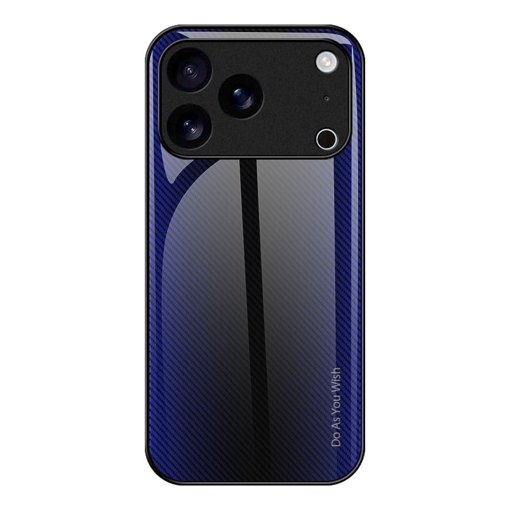 Compatible with iPhone 18 Pro Max & 17 Pro Max Texture Gradient Glass TPU Phone Case - Dark Blue