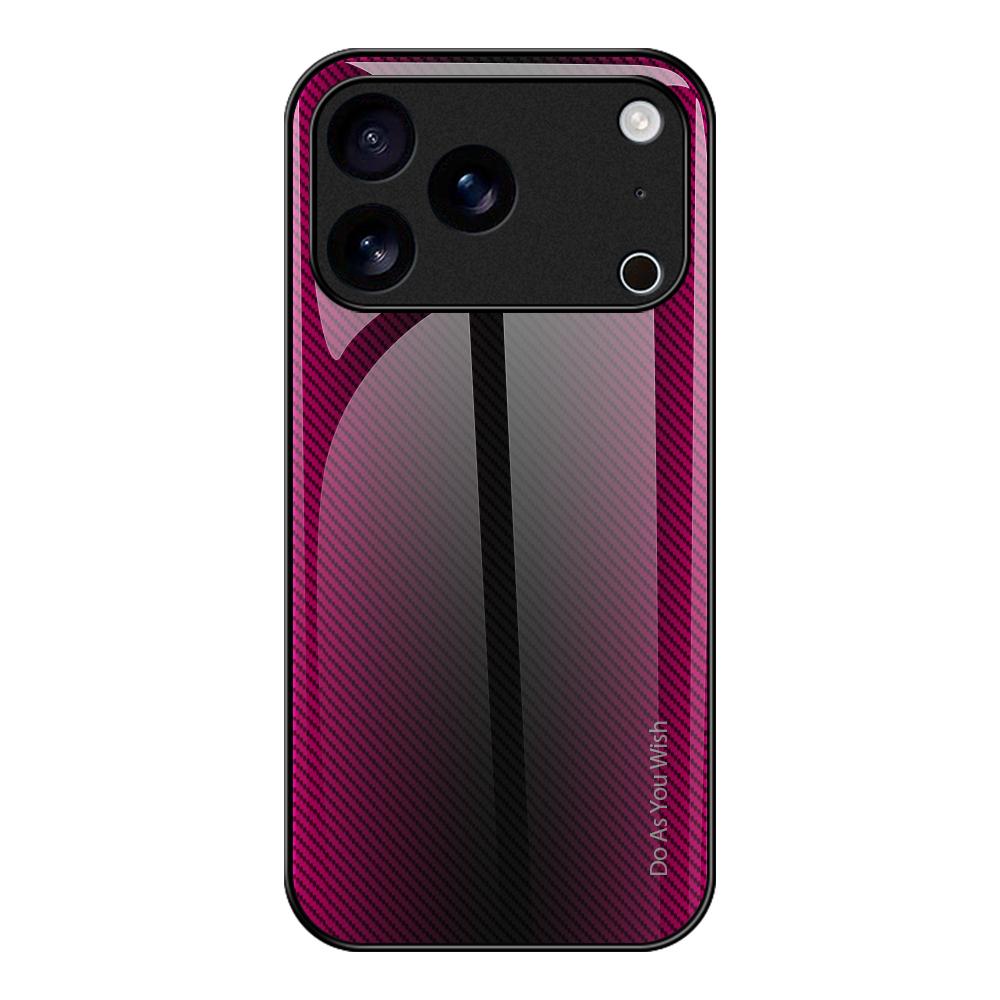 Compatible with iPhone 18 Pro Max & 17 Pro Max Texture Gradient Glass TPU Phone Case - Rose Red