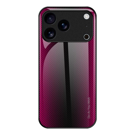 Compatible with iPhone 18 Pro Max & 17 Pro Max Texture Gradient Glass TPU Phone Case - Rose Red