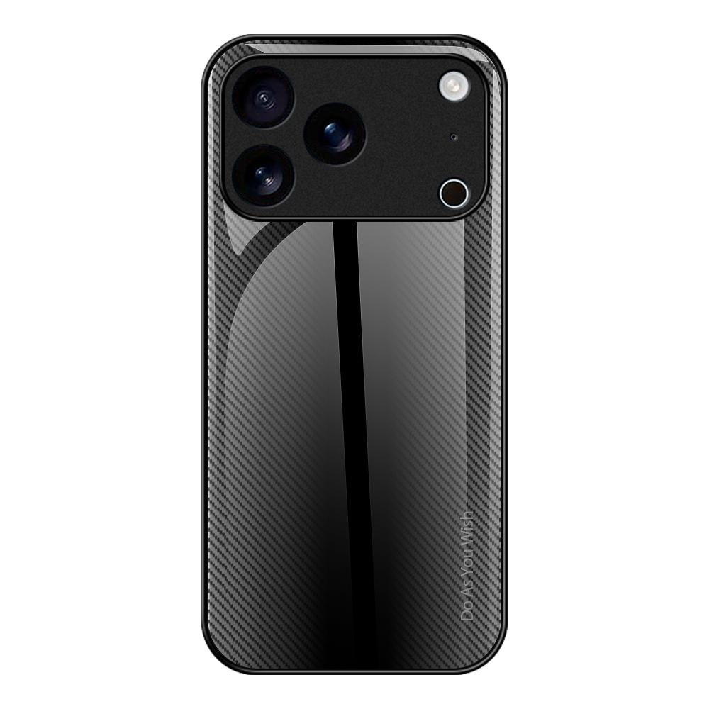 Compatible with iPhone 18 Pro Max & 17 Pro Max Texture Gradient Glass TPU Phone Case - Black