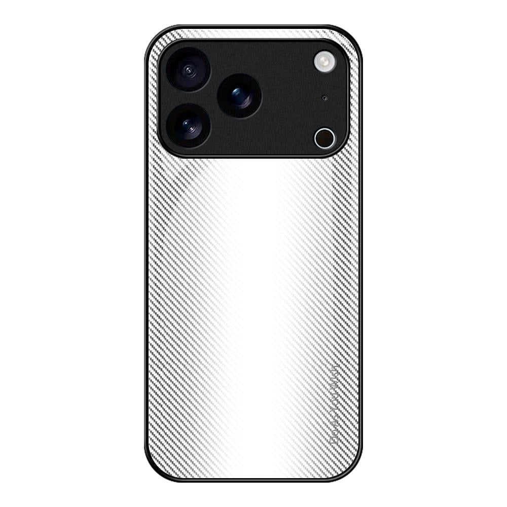 Compatible with iPhone 18 Pro Max & 17 Pro Max Texture Gradient Glass TPU Phone Case - White