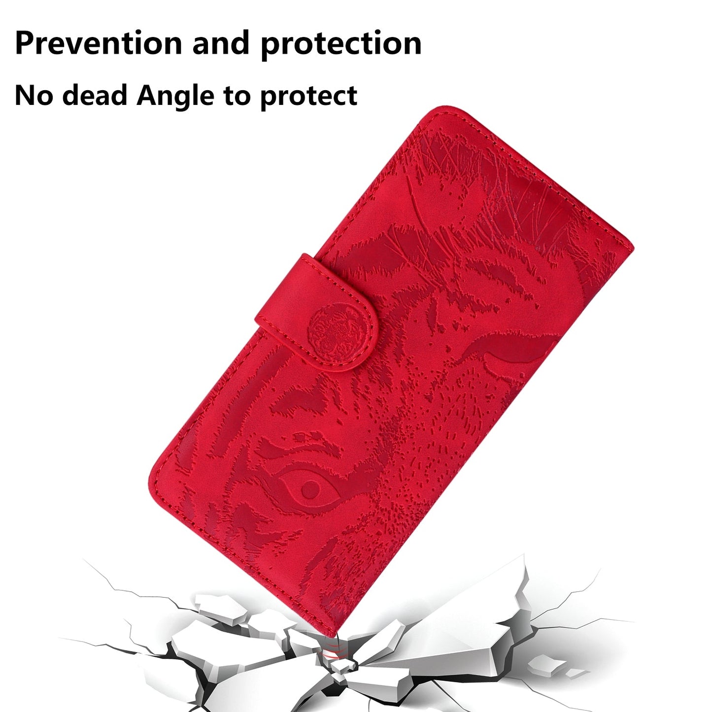 For iPhone 16e Tiger Embossing Pattern Leather Phone Case(Red)