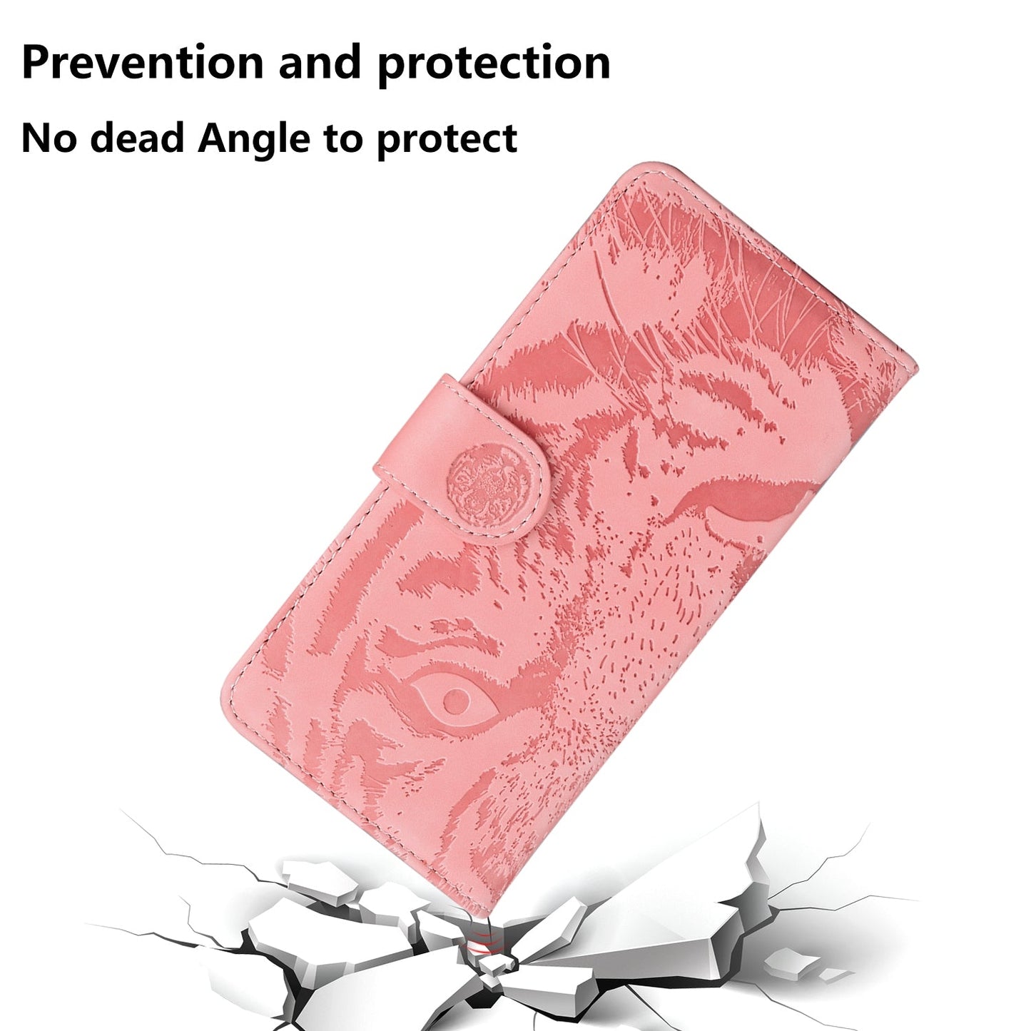 For iPhone 16e Tiger Embossing Pattern Leather Phone Case(Pink)