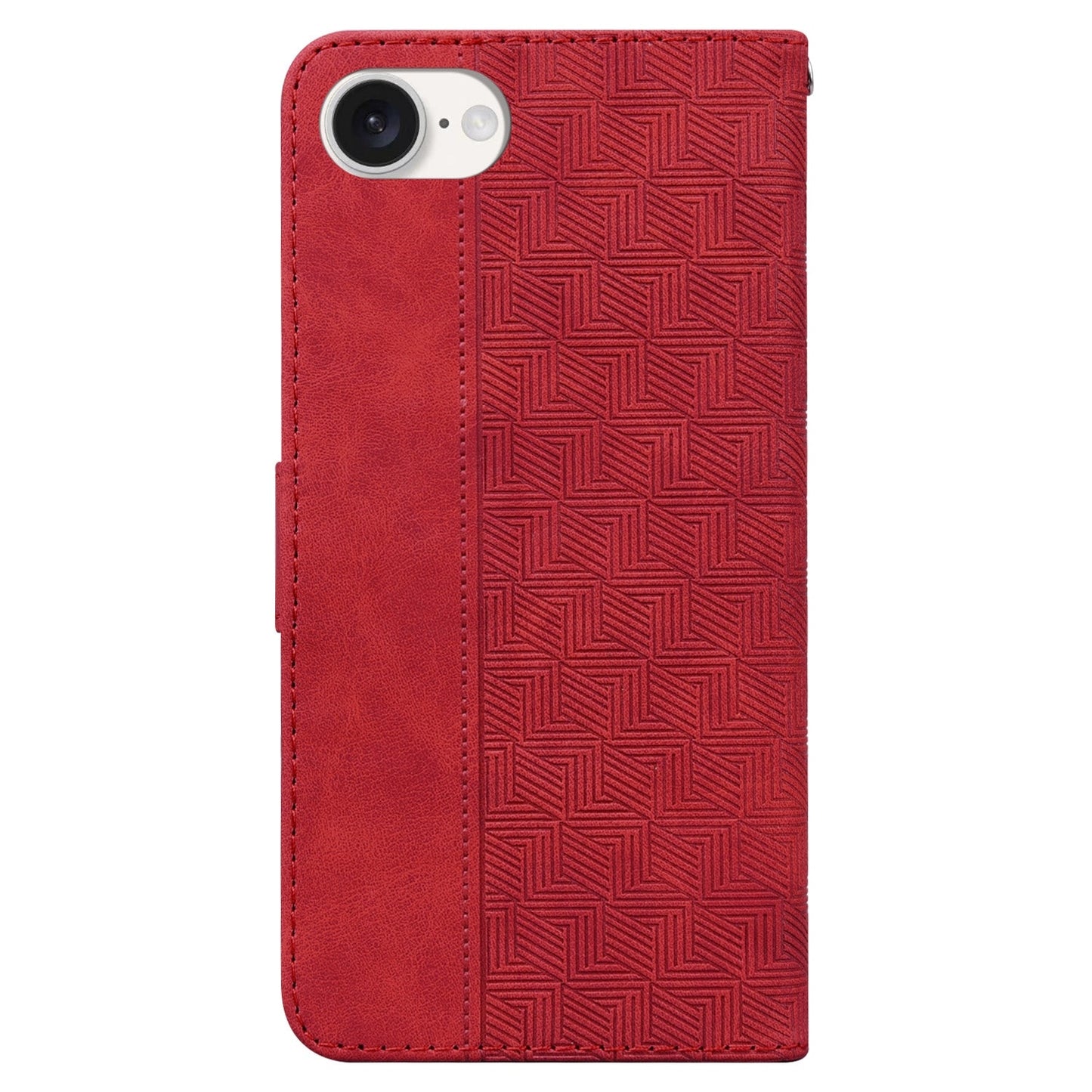 For iPhone 16e Geometric Embossed Leather Phone Case(Red)