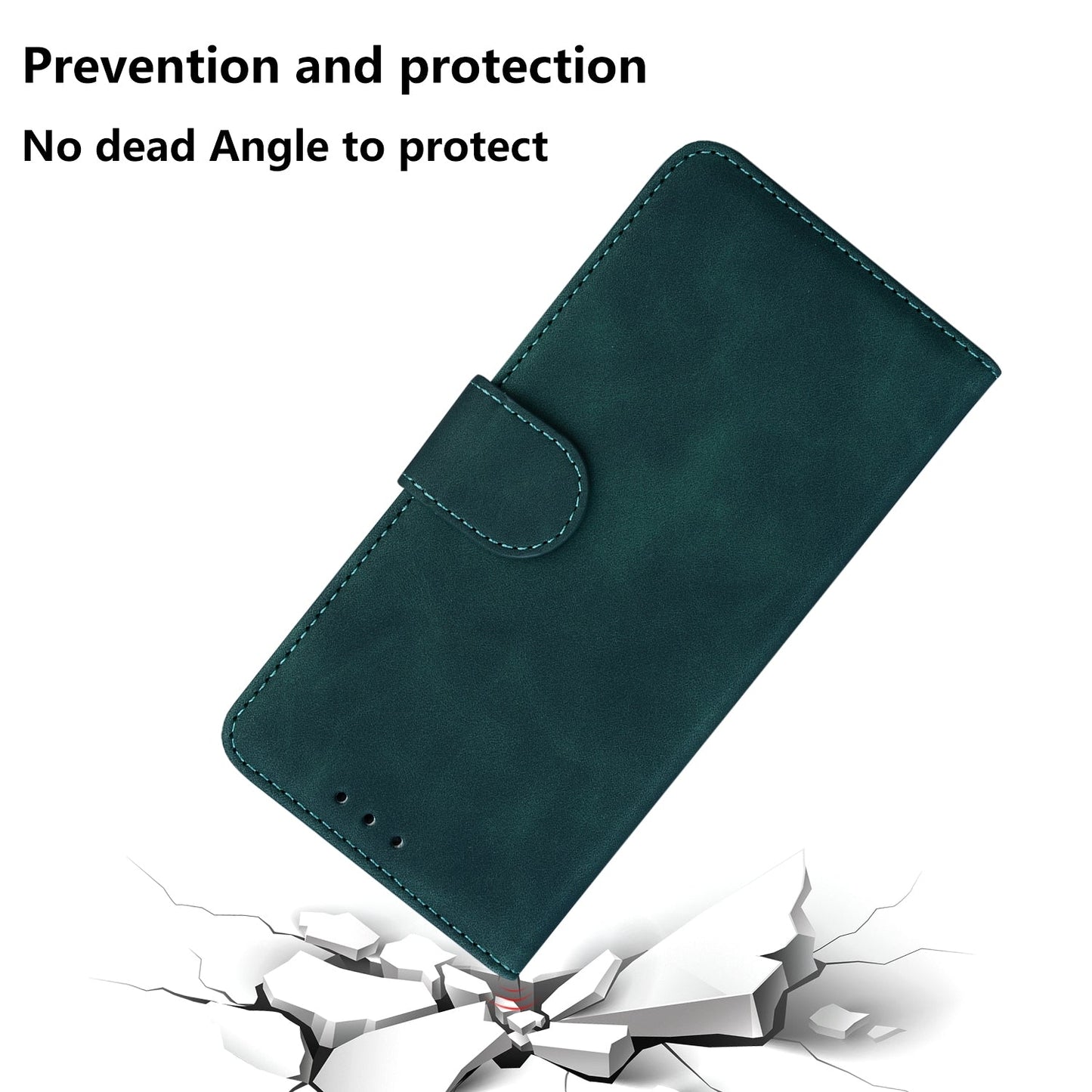 For iPhone 16e Skin Feel Pure Color Flip Leather Phone Case(Green)