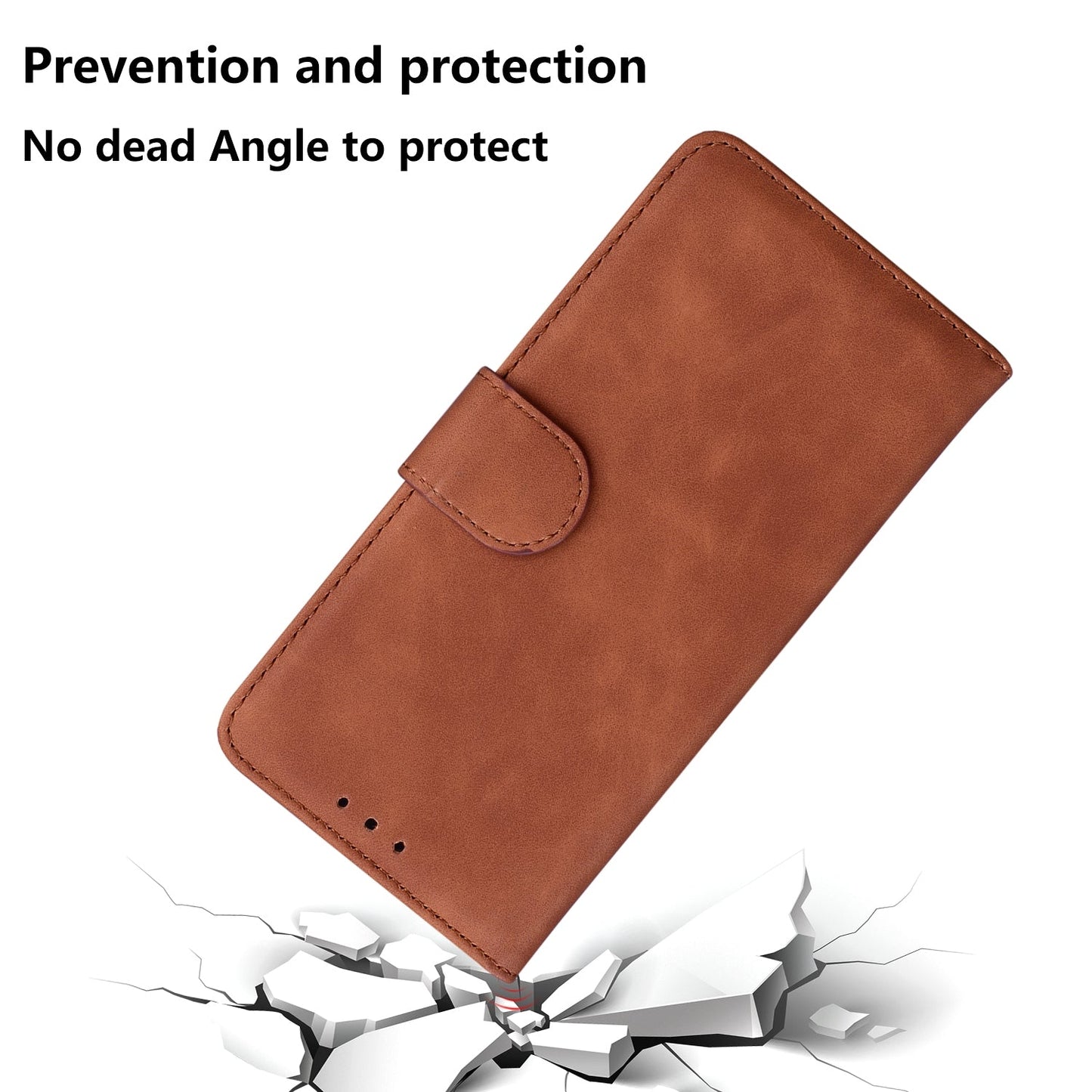 For iPhone 16e Skin Feel Pure Color Flip Leather Phone Case(Brown)