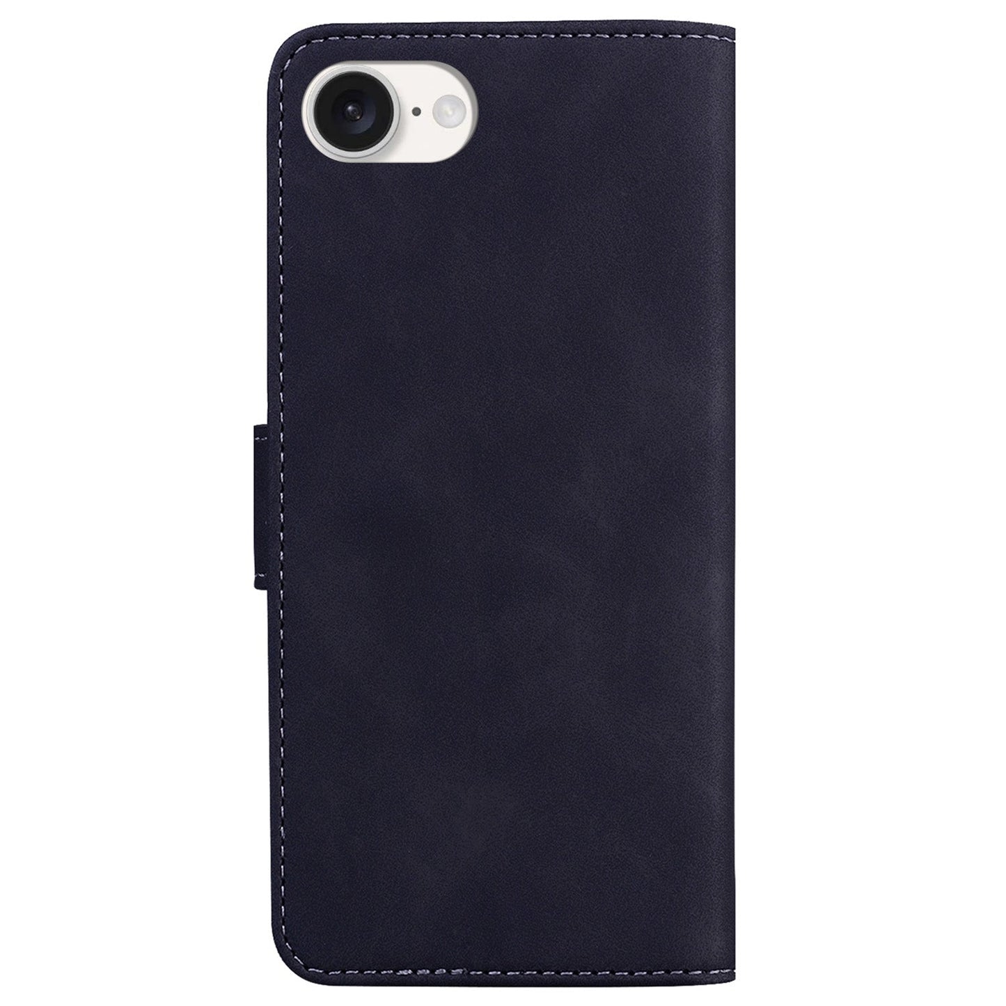 For iPhone 16e Skin Feel Pure Color Flip Leather Phone Case(Black)