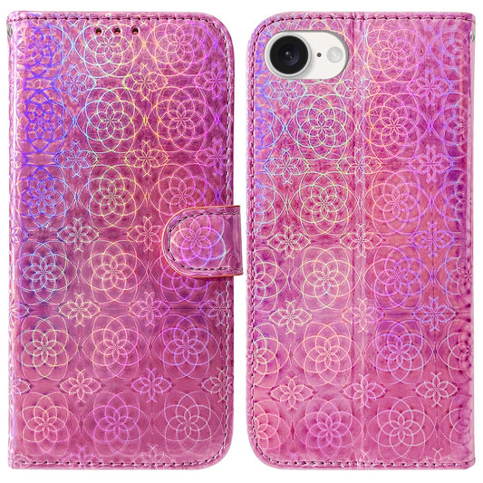 For iPhone 16e Colorful Magnetic Buckle Leather Phone Case(Pink)