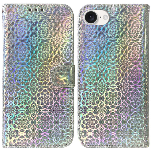 For iPhone 16e Colorful Magnetic Buckle Leather Phone Case(Silver)