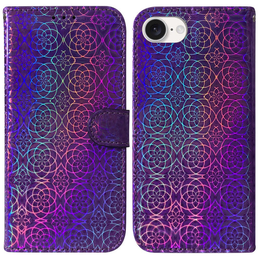 For iPhone 16e Colorful Magnetic Buckle Leather Phone Case(Purple)