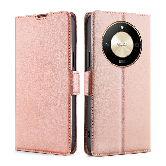 For Honor X50 5G Ultra-thin Voltage Side Buckle Horizontal Flip Leather Phone Case(Rose Gold)