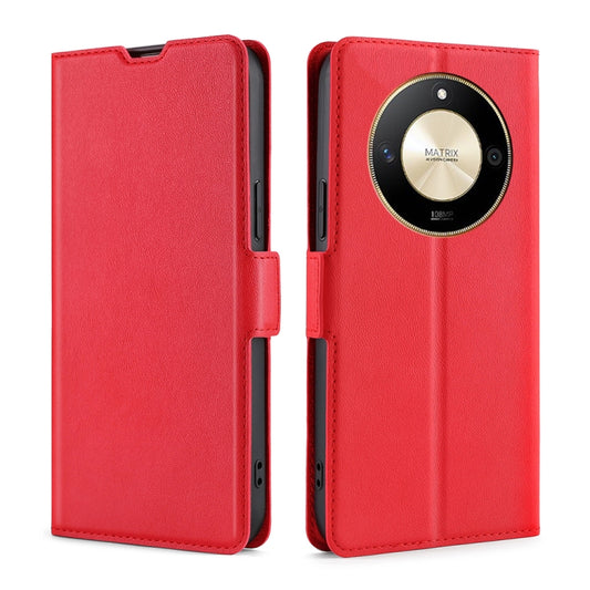 For Honor X50 5G Ultra-thin Voltage Side Buckle Horizontal Flip Leather Phone Case(Red)