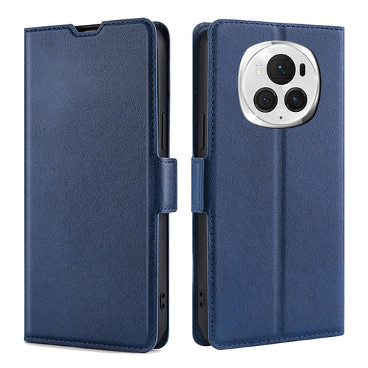 For Honor Magic6 Pro Ultra-thin Voltage Side Buckle Horizontal Flip Leather Phone Case(Blue)