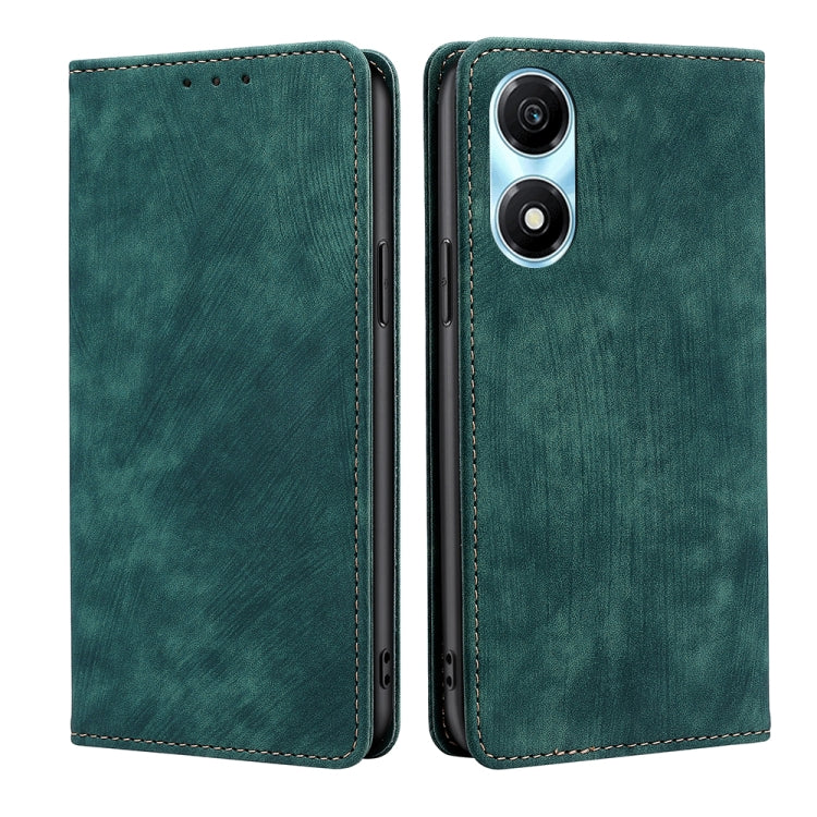 For Honor X5 Plus 4G / Play 40C RFID Anti-theft Brush Magnetic Leather Phone Case(Green)