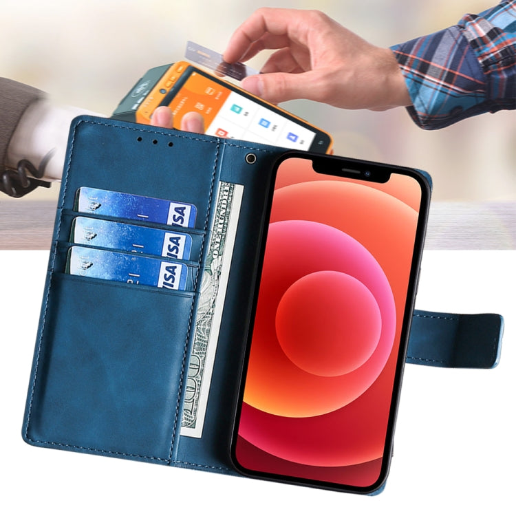 For Honor Magic6 5G Skin Feel Crocodile Magnetic Clasp Leather Phone Case(Blue)