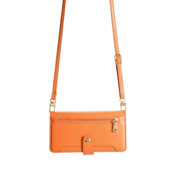 For Honor X6a 4G Sheep Texture Cross-body Zipper Wallet Leather Phone Case(Orange)