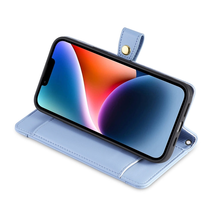 For Honor X6a 4G Sheep Texture Cross-body Zipper Wallet Leather Phone Case(Blue)