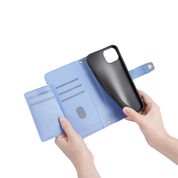 For Honor X6a 4G Sheep Texture Cross-body Zipper Wallet Leather Phone Case(Blue)