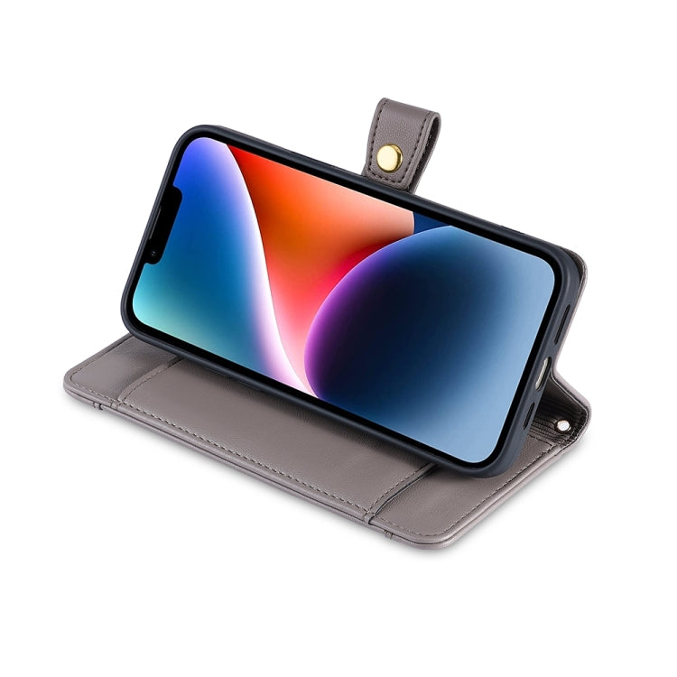 For Honor X6a 4G Sheep Texture Cross-body Zipper Wallet Leather Phone Case(Grey)