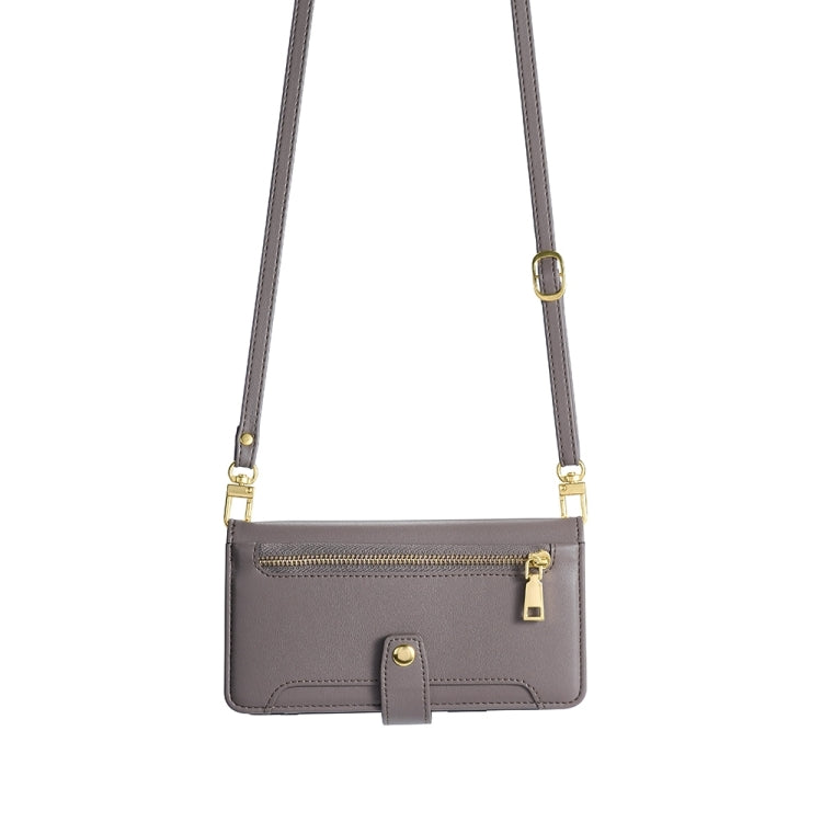 For Honor X50 5G Sheep Texture Cross-body Zipper Wallet Leather Phone Case(Grey)