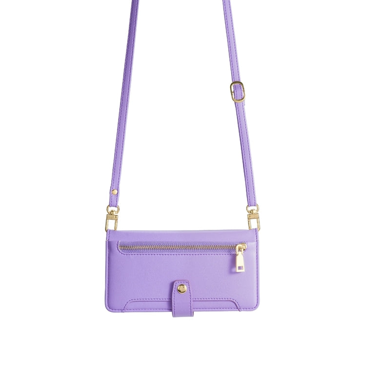 For Honor X50 5G Sheep Texture Cross-body Zipper Wallet Leather Phone Case(Purple)