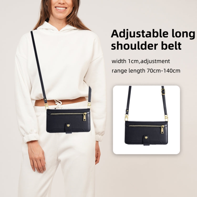 For Honor X7a Sheep Texture Cross-body Zipper Wallet Leather Phone Case(Black)