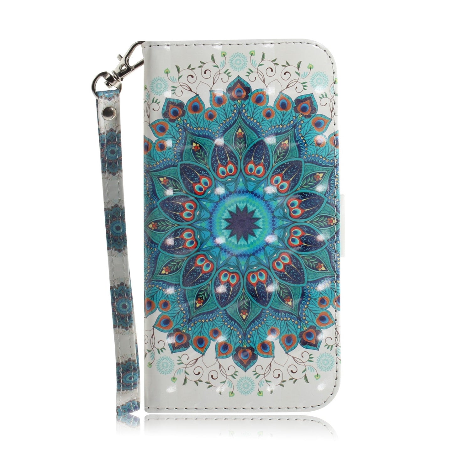 For iPhone 16e 3D Colored Horizontal Flip Leather Phone Case(Peacock Wreath)