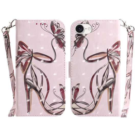 For iPhone 16e 3D Colored Horizontal Flip Leather Phone Case(Butterfly High-heeled)